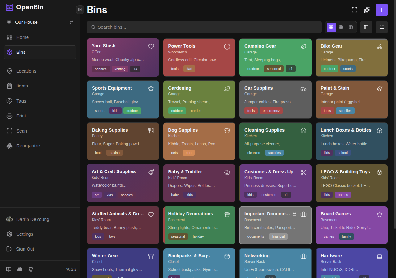 OpenBin in dark mode