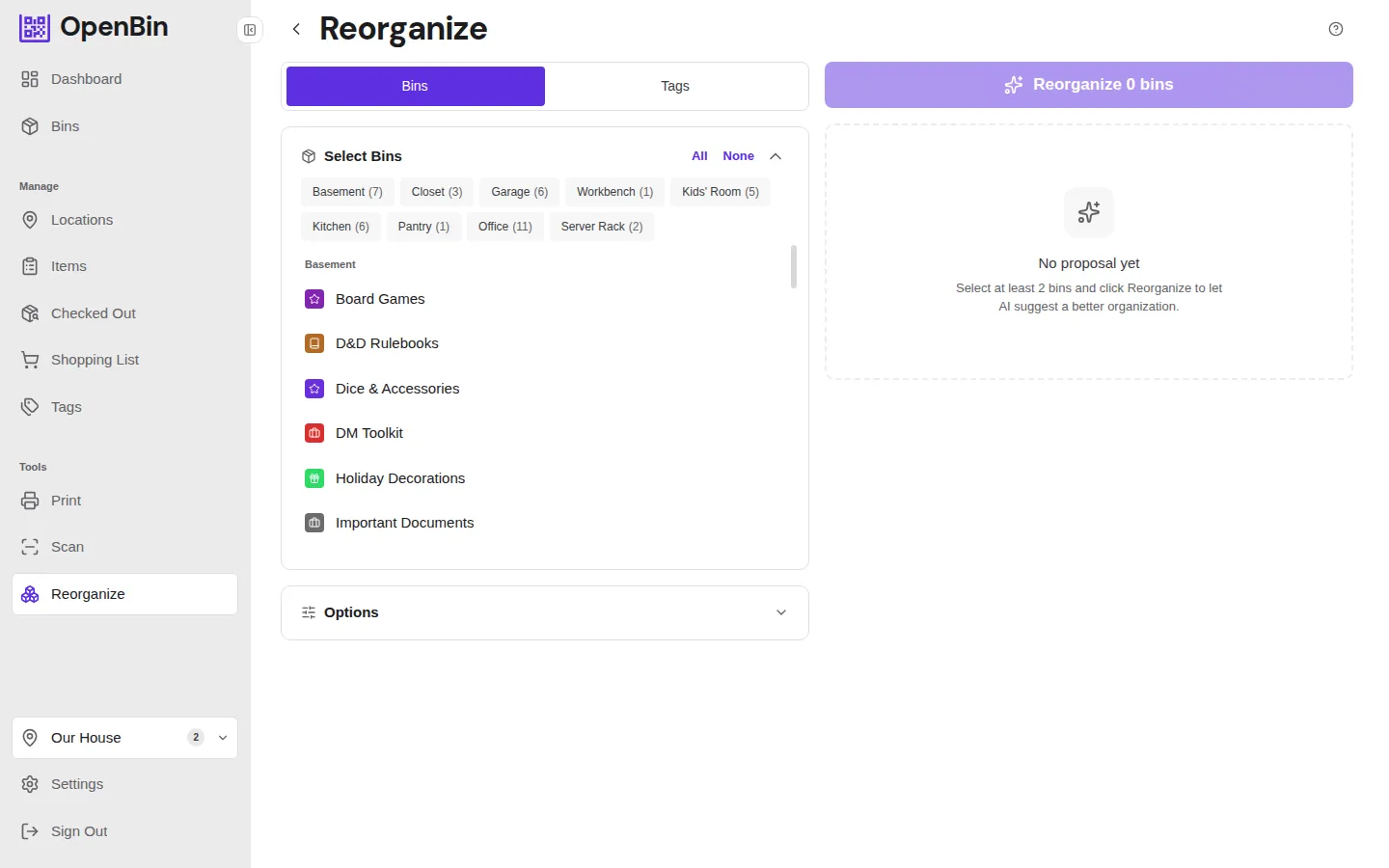 Reorganize page
