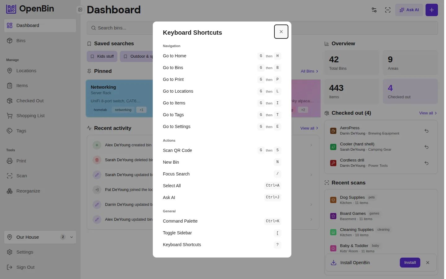Keyboard shortcuts
